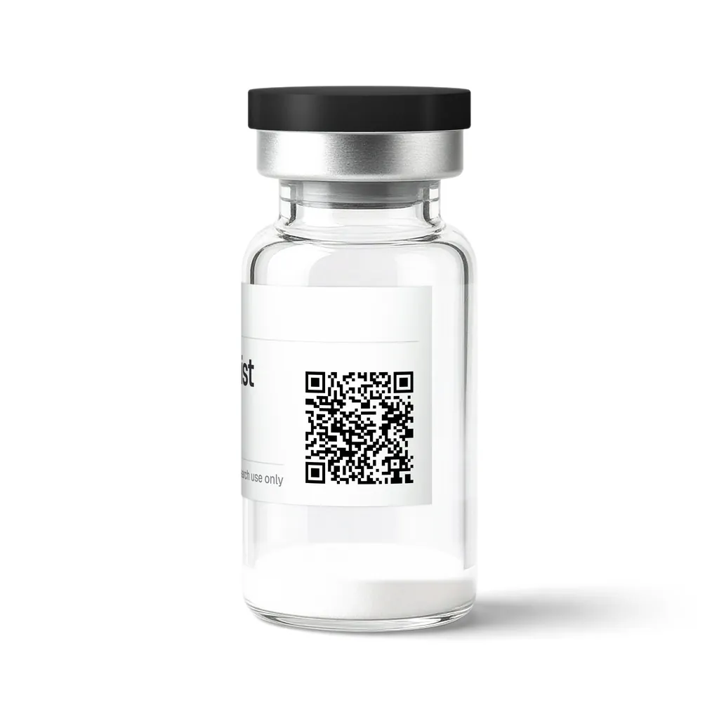 Double Agonist research vial, QR code for COA